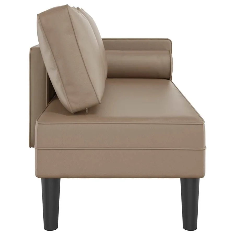 Chaise longue avec coussins cappuccino similicuir - 4