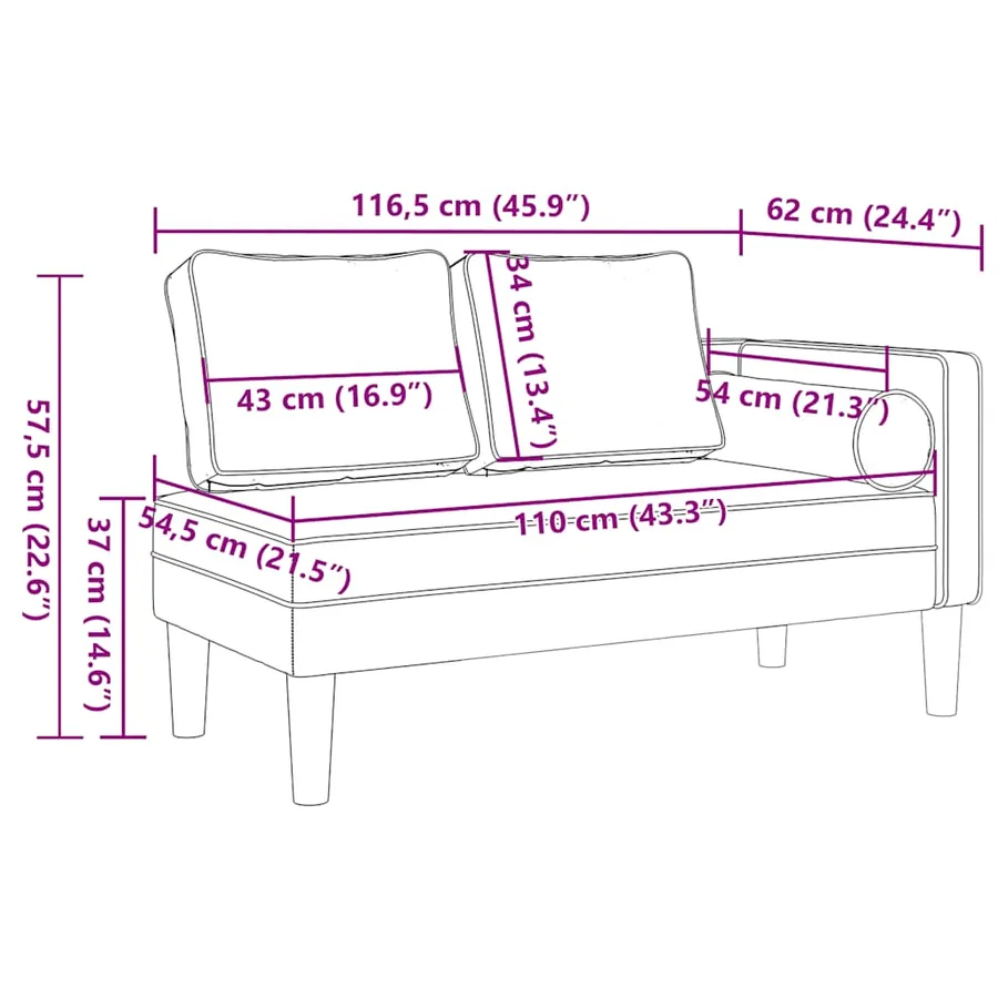 Chaise longue avec coussins cappuccino similicuir - 8