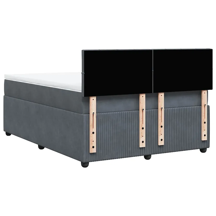 Sommier à lattes de lit et matelas Gris foncé 140x190cm Velours - 10