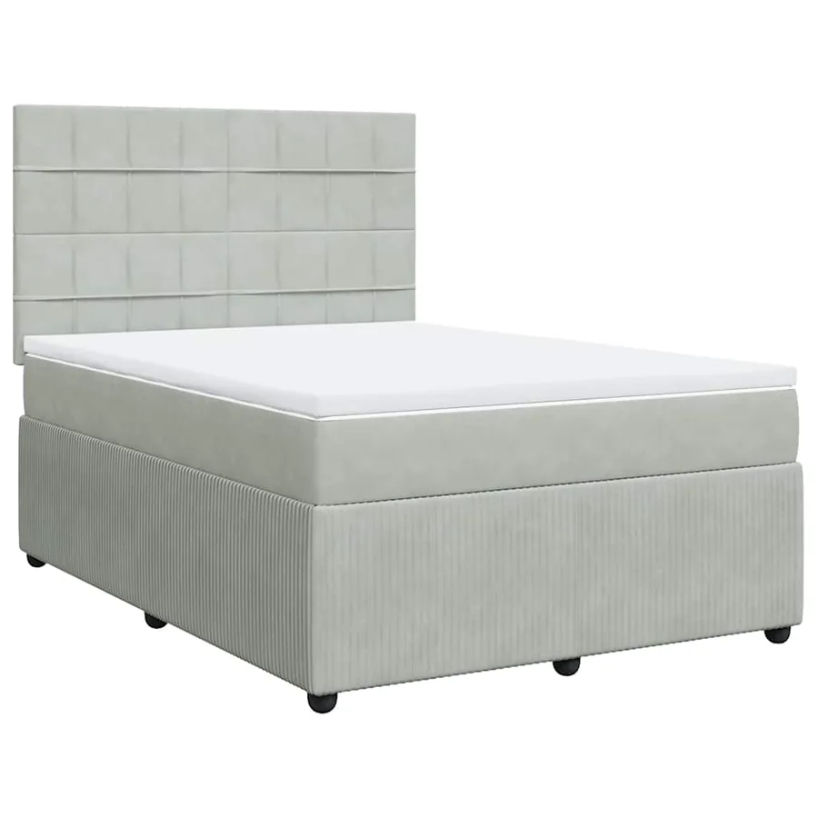 Sommier à lattes de lit et matelas Gris clair 140x190cm Velours - 2