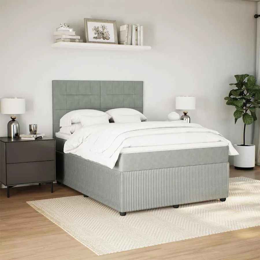 Sommier à lattes de lit et matelas Gris clair 140x190cm Velours - 3