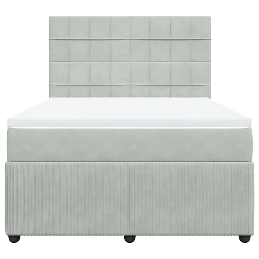 Sommier à lattes de lit et matelas Gris clair 140x190cm Velours - 4