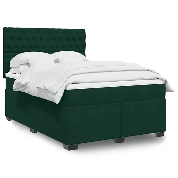 Sommier à lattes de lit et matelas Vert foncé 140x200cm Velours