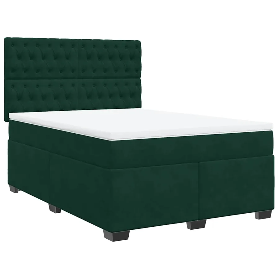 Sommier à lattes de lit et matelas Vert foncé 140x200cm Velours - 2