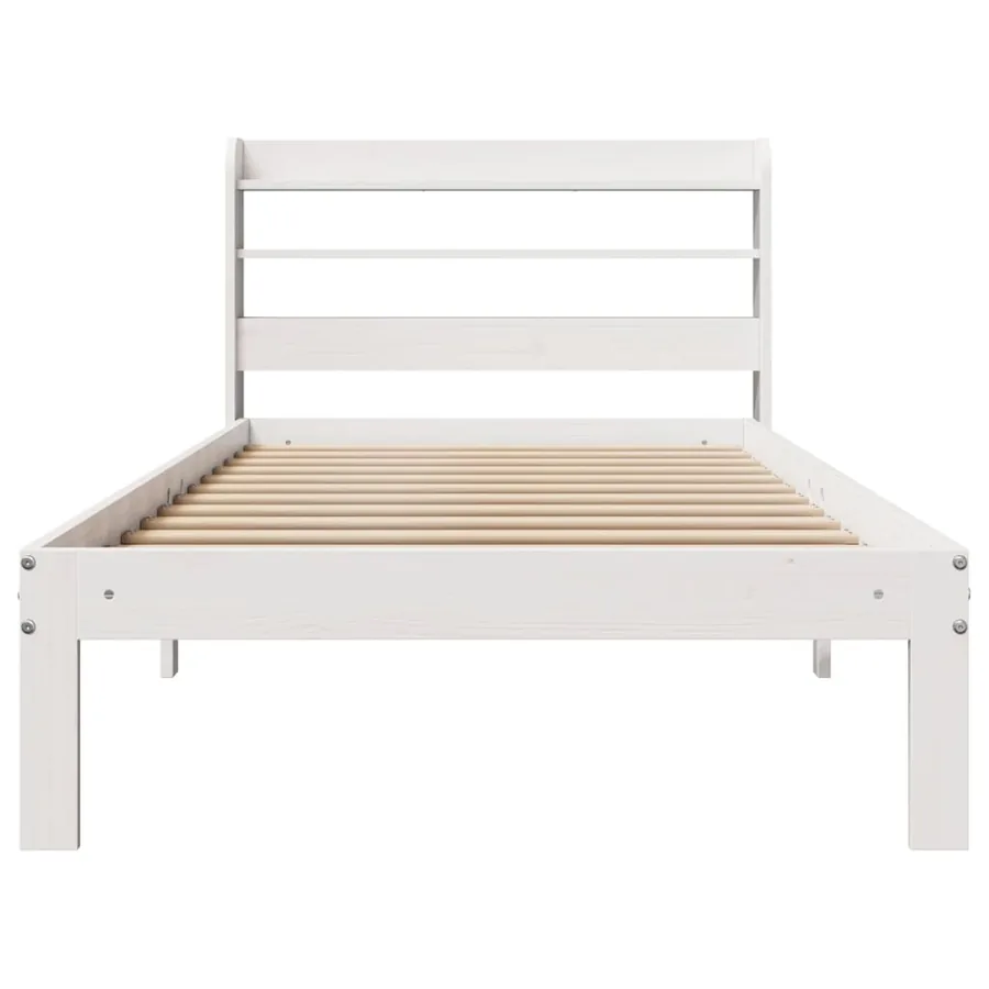 Cadre de lit avec tête de lit sans matelas blanc 75x190 cm - 4