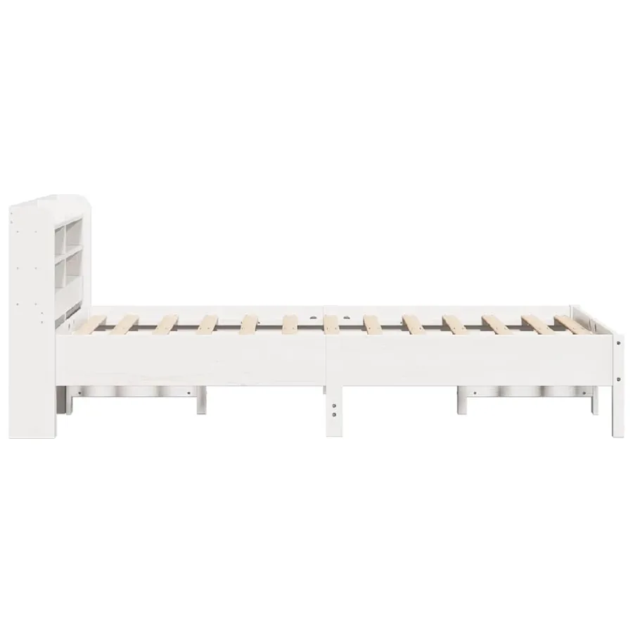 Cadre de lit sans matelas blanc 75x190 cm bois de pin massif - 5