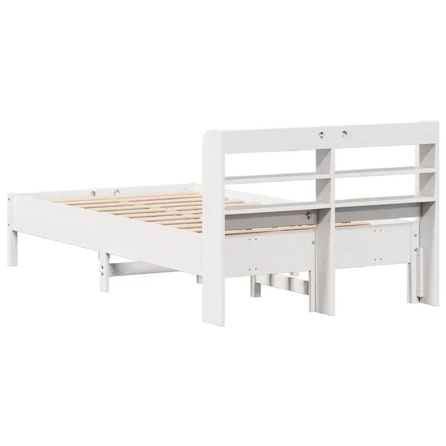 Cadre de lit sans matelas blanc 75x190 cm bois de pin massif - 6