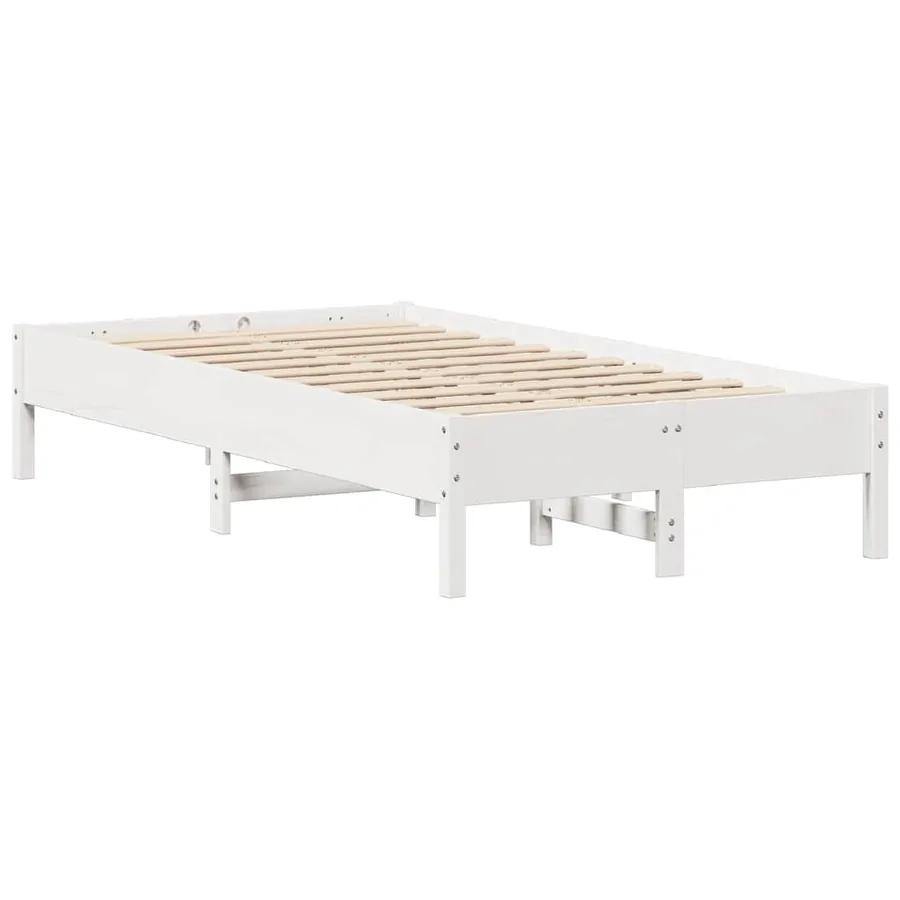 Cadre de lit sans matelas blanc 75x190 cm bois de pin massif - 7