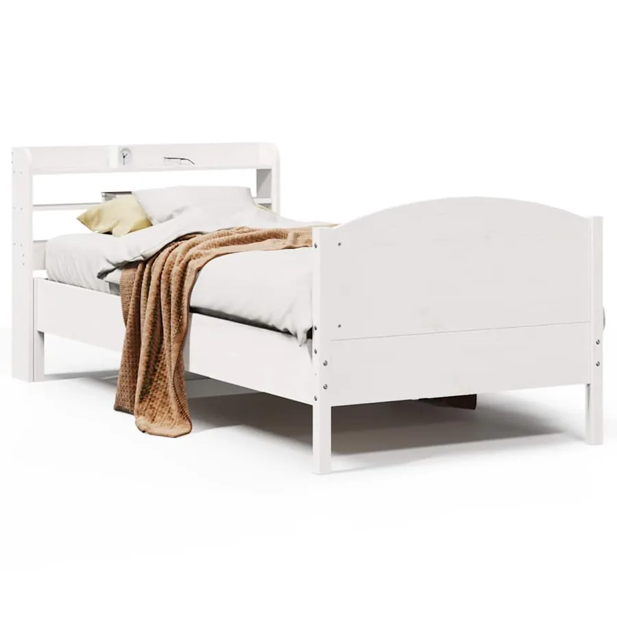 Cadre de lit sans matelas blanc 75x190 cm bois de pin massif - 2
