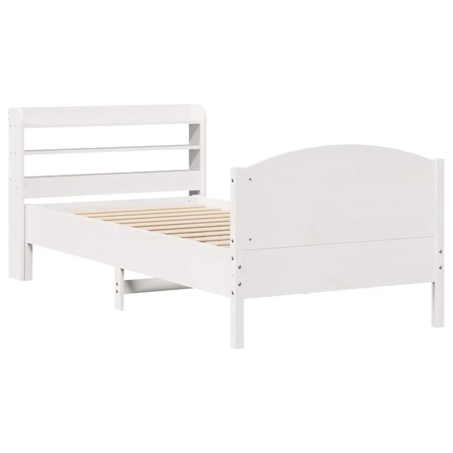 Cadre de lit sans matelas blanc 75x190 cm bois de pin massif - 3