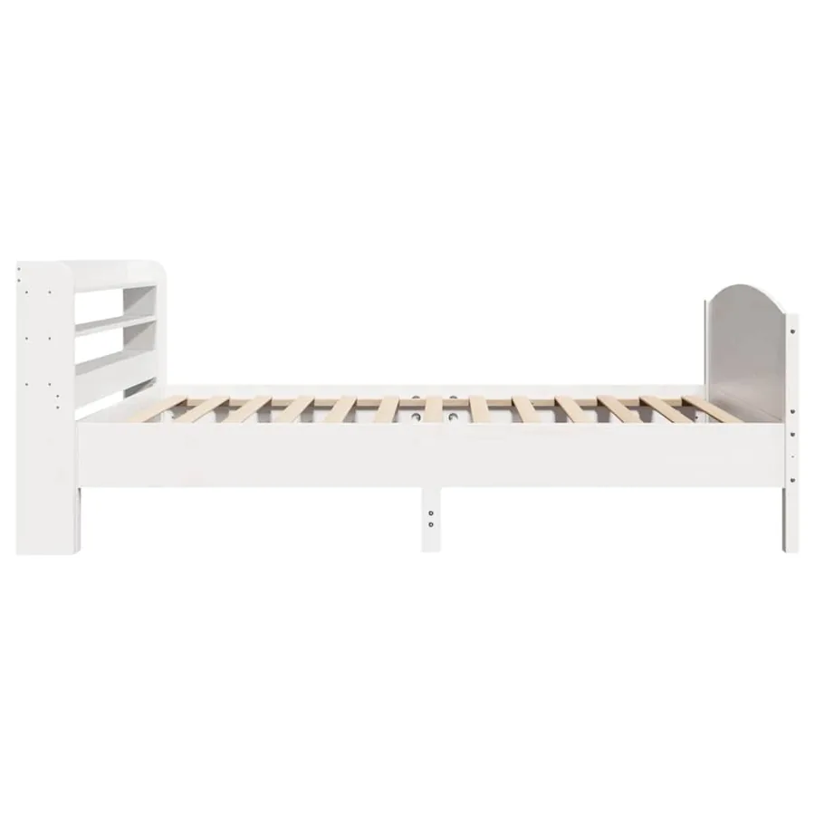 Cadre de lit sans matelas blanc 75x190 cm bois de pin massif - 5