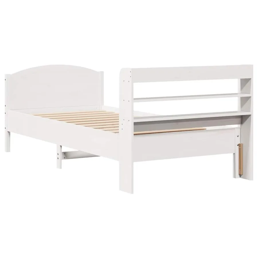 Cadre de lit sans matelas blanc 75x190 cm bois de pin massif - 6