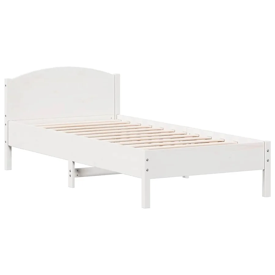 Cadre de lit sans matelas blanc 75x190 cm bois de pin massif - 7