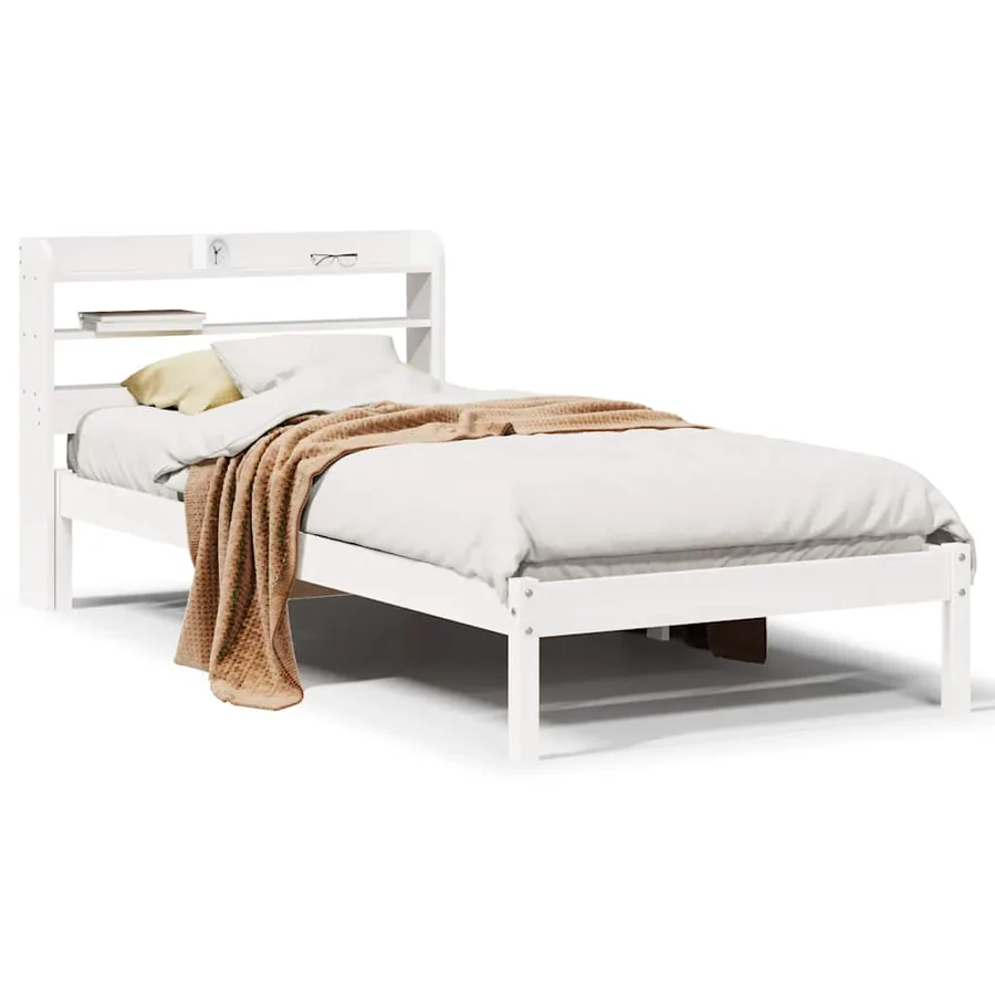 Cadre de lit sans matelas blanc 75x190 cm bois de pin massif - 2