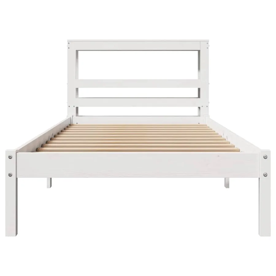 Cadre de lit sans matelas blanc 75x190 cm bois de pin massif - 4