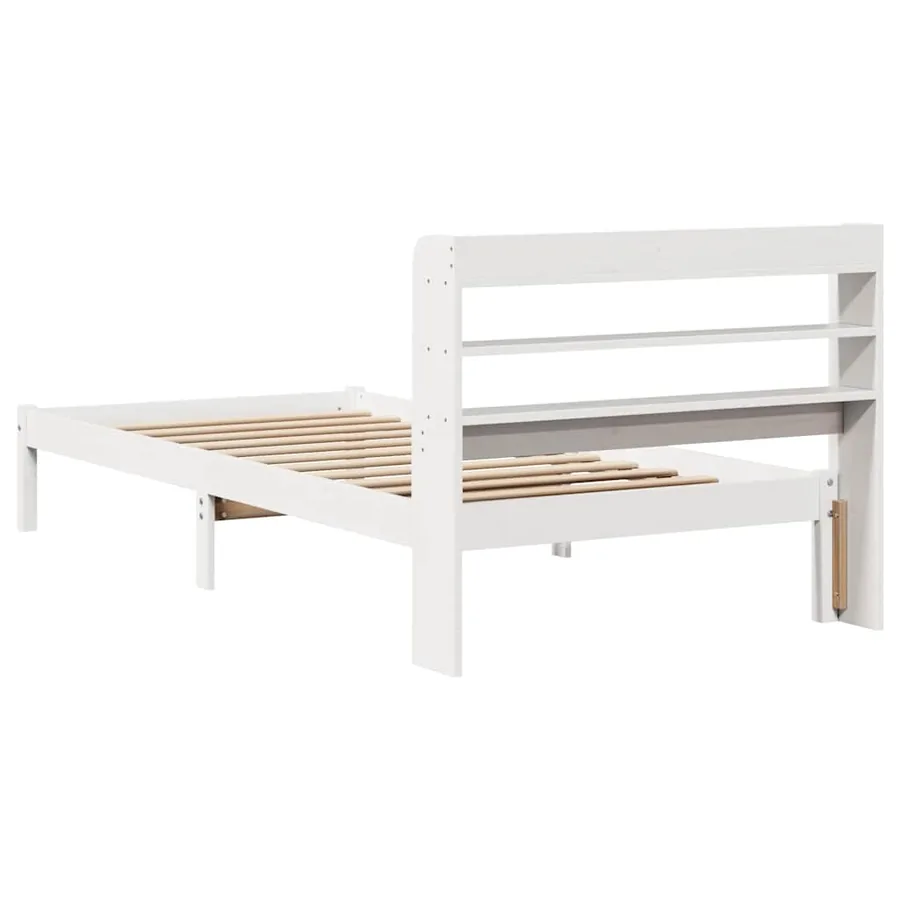 Cadre de lit sans matelas blanc 75x190 cm bois de pin massif - 6