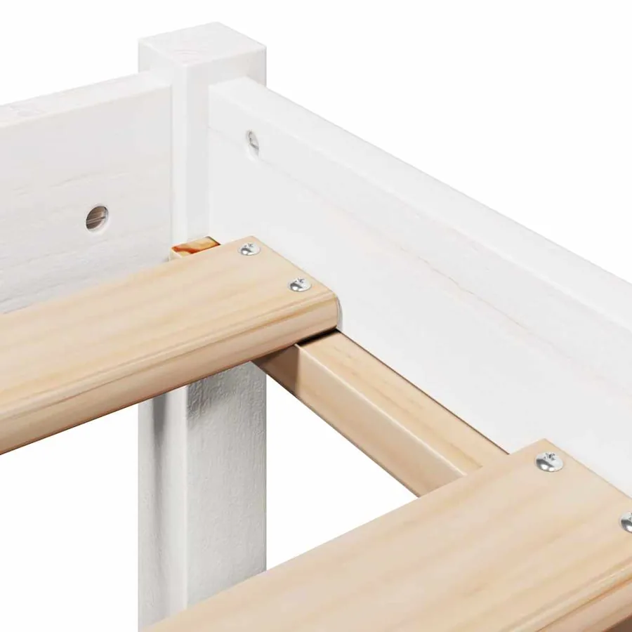 Cadre de lit sans matelas blanc 75x190 cm bois de pin massif - 9