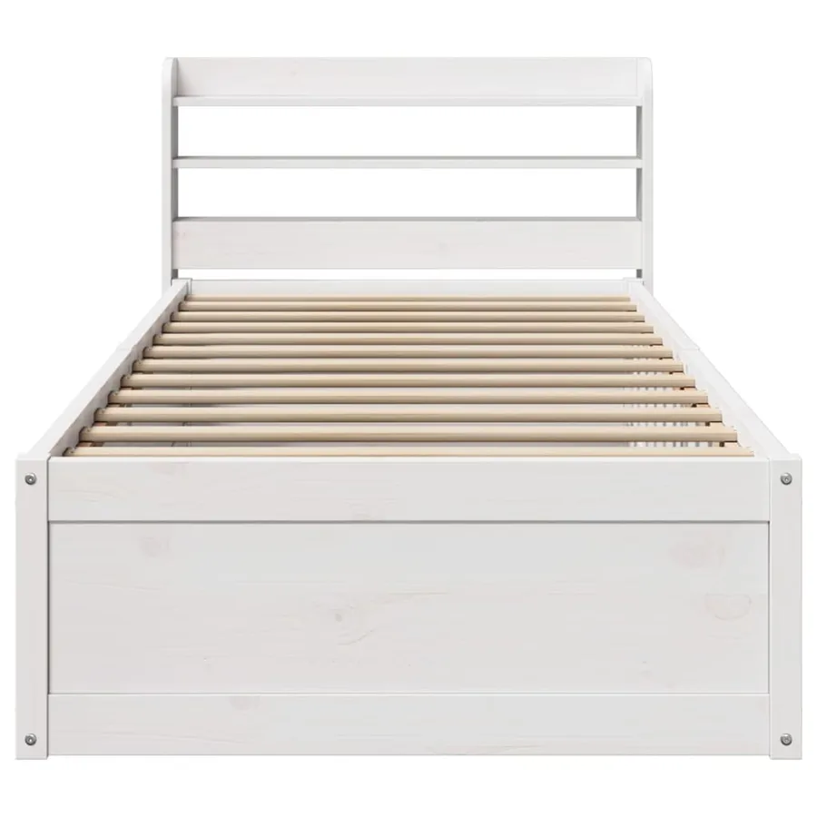 Cadre de lit avec tête de lit blanc 75x190cm bois de pin massif - 4