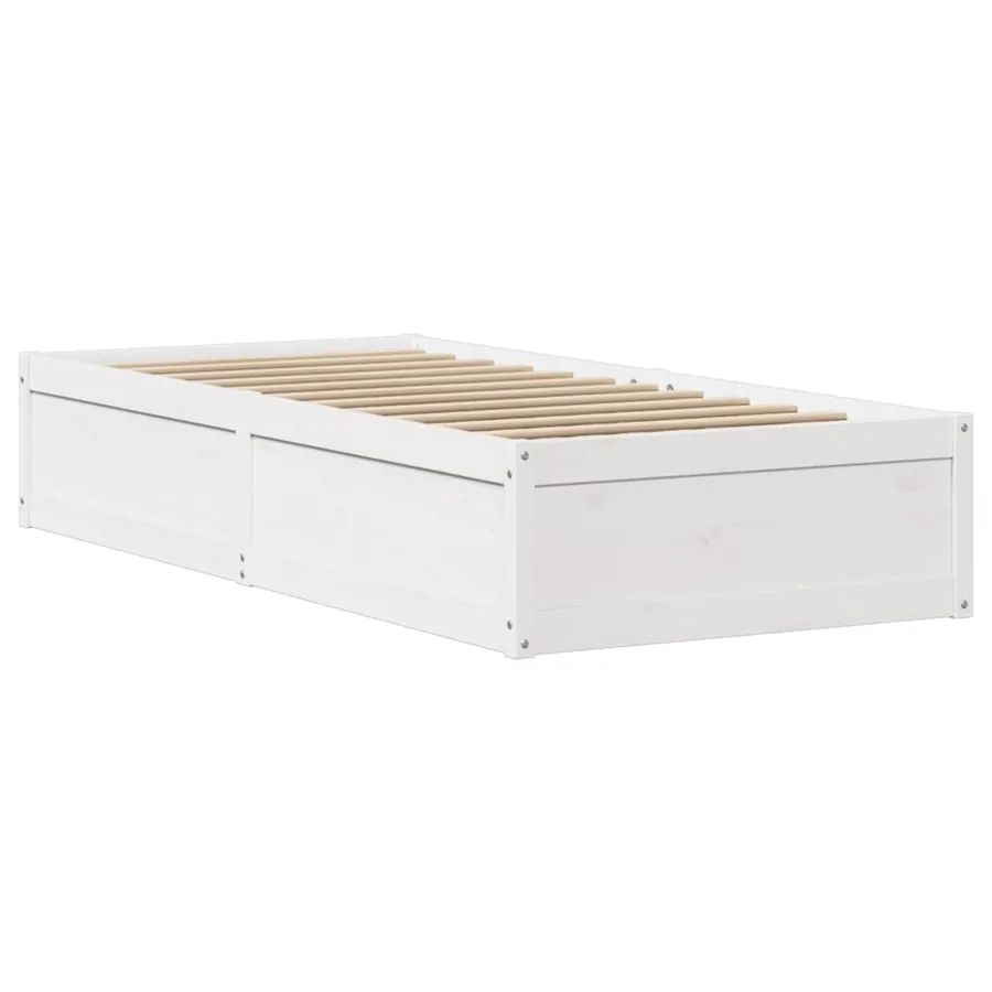 Cadre de lit avec tête de lit blanc 75x190cm bois de pin massif - 5
