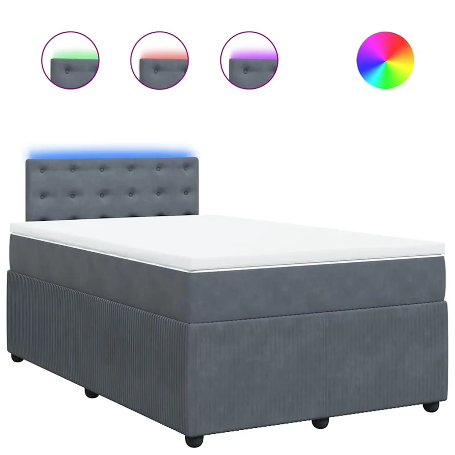 Sommier à lattes de lit et matelas gris foncé 120x190cm velours - 2