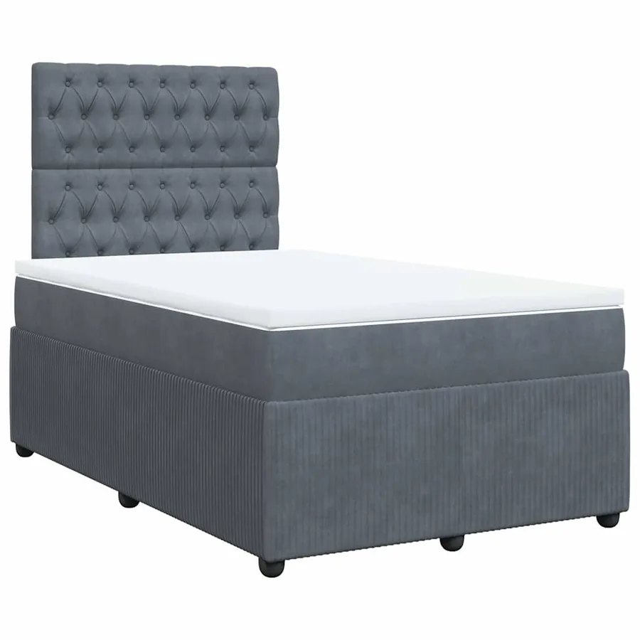 Sommier à lattes de lit et matelas Gris foncé 120x200cm Velours - 2