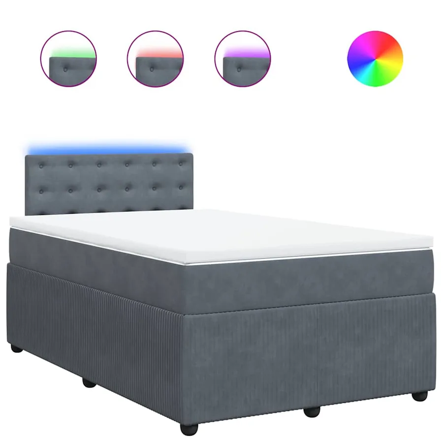 Sommier à lattes de lit et matelas Gris foncé 120x200cm Velours - 2