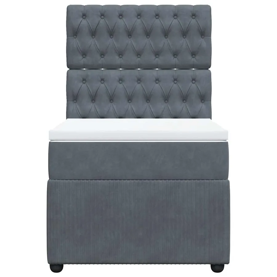 Sommier à lattes de lit et matelas Gris foncé 90x190 cm Velours - 6