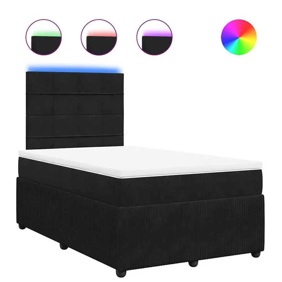Sommier à lattes de lit avec matelas Noir 120x200 cm Velours - 2