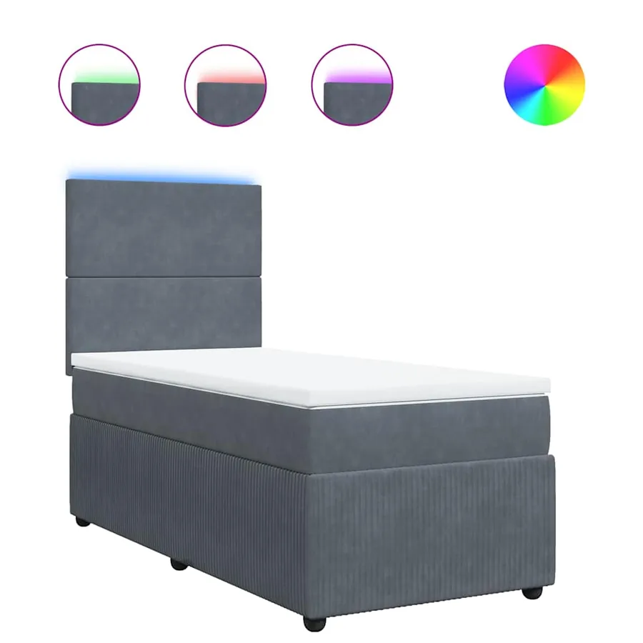 Sommier à lattes de lit et matelas Gris foncé 90x190 cm Velours - 2