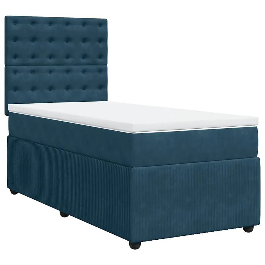 Sommier à lattes de lit avec matelas bleu 90x200 cm velours - 3