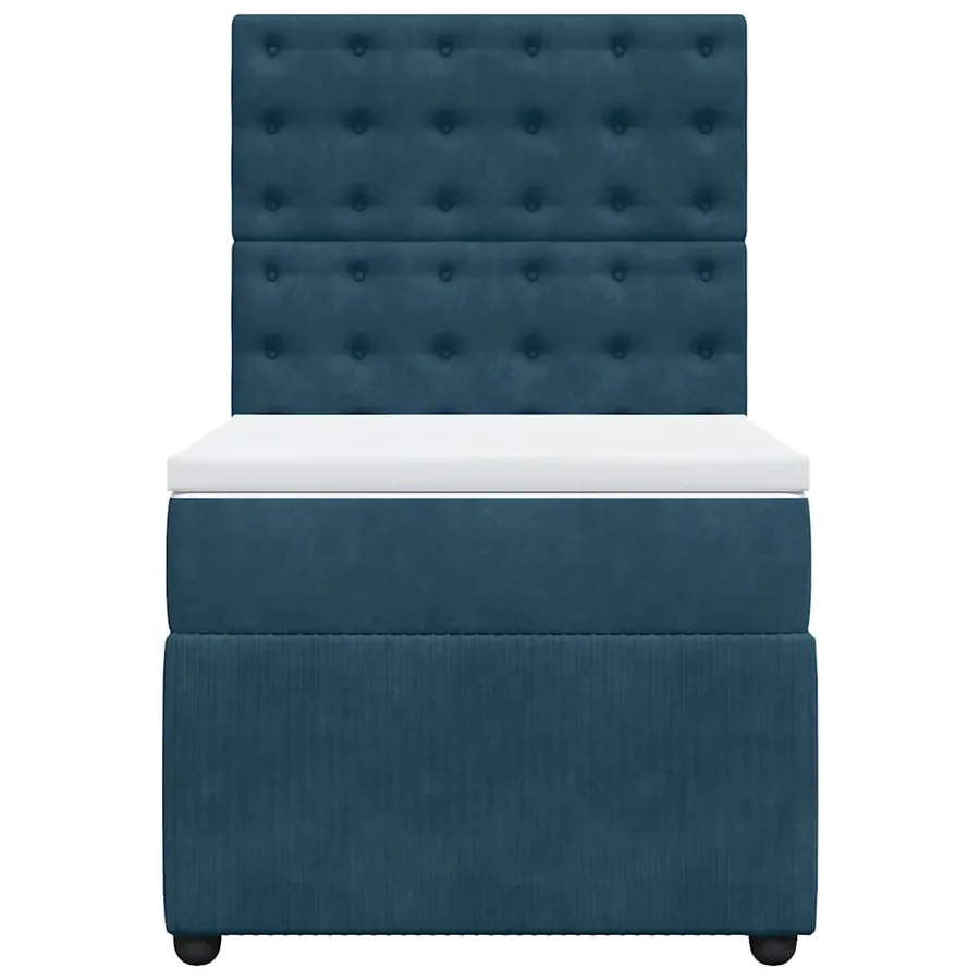 Sommier à lattes de lit avec matelas bleu 90x200 cm velours - 6