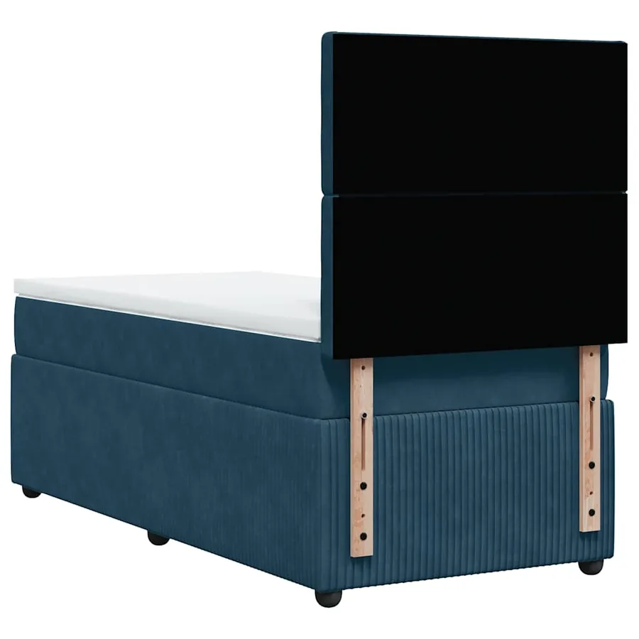 Sommier à lattes de lit avec matelas bleu 90x200 cm velours - 8