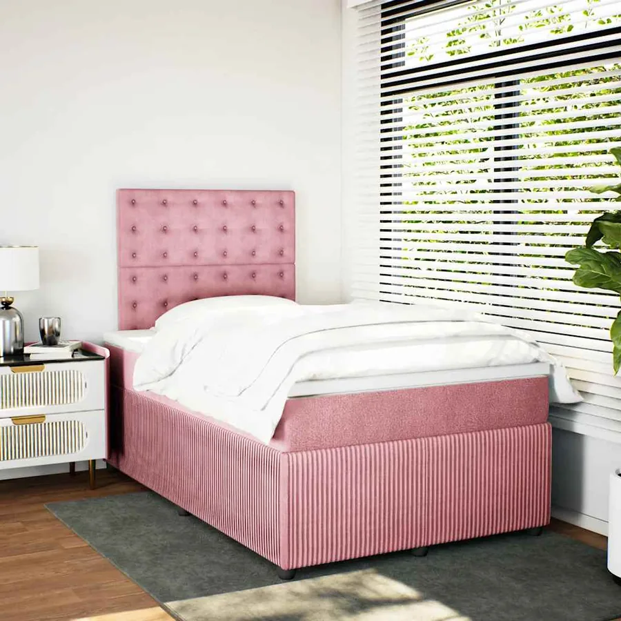 Sommier à lattes de lit avec matelas Rose 120x200 cm Velours - 5
