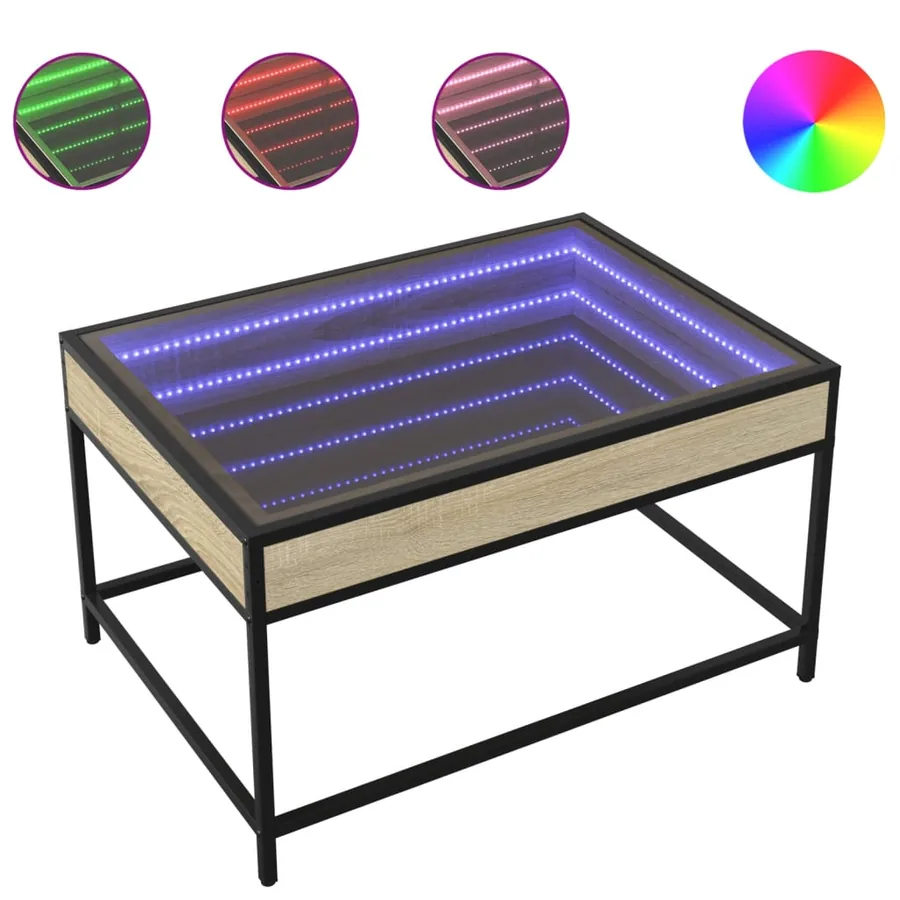 Table basse avec LED infini chêne sonoma 70x50x41 cm - 2