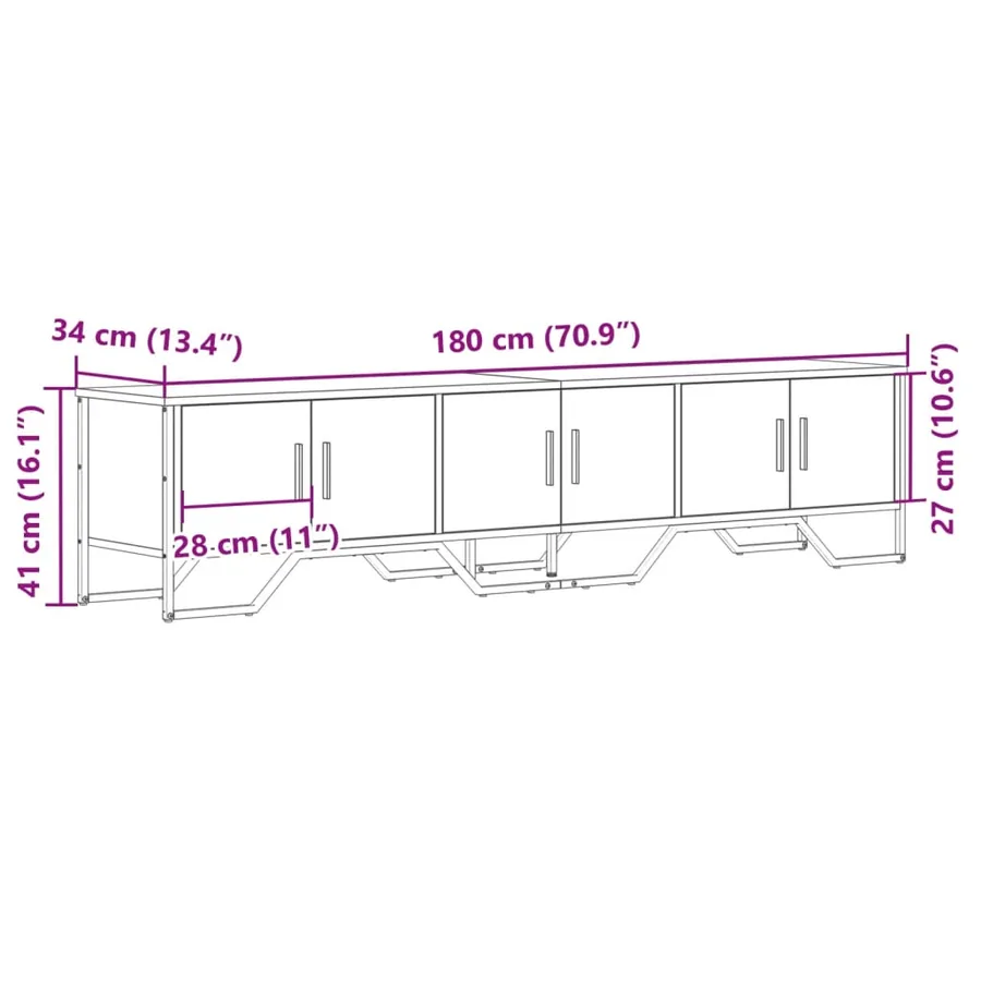 Meuble TV chêne sonoma 180x34x41 cm bois d'ingénierie - 9