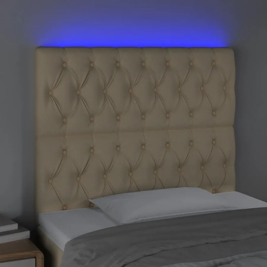 Tête de lit à LED Crème 100x7x118/128 cm Tissu - 3