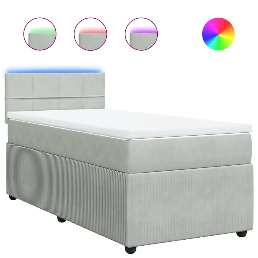 Sommier à lattes de lit et matelas Gris clair 90x200 cm Velours - 2