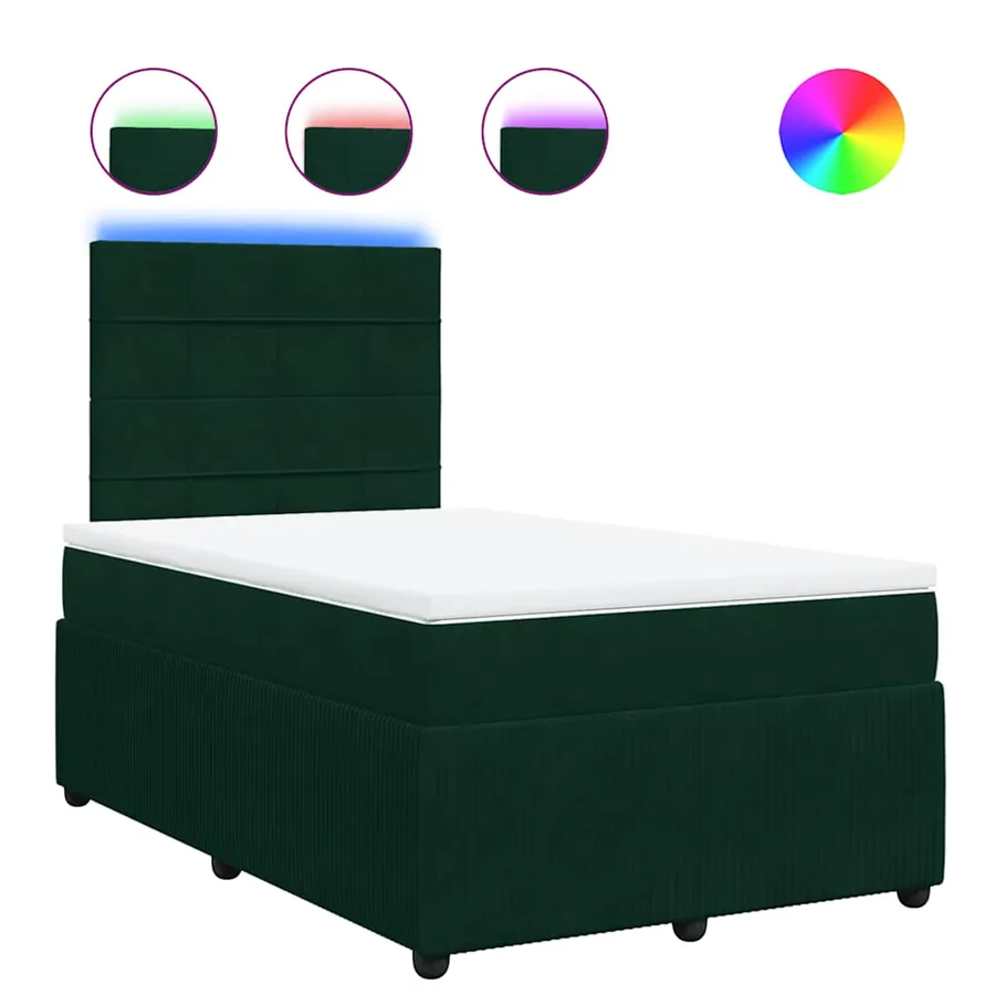 Sommier à lattes de lit avec matelas vert foncé 120x190 cm - 2