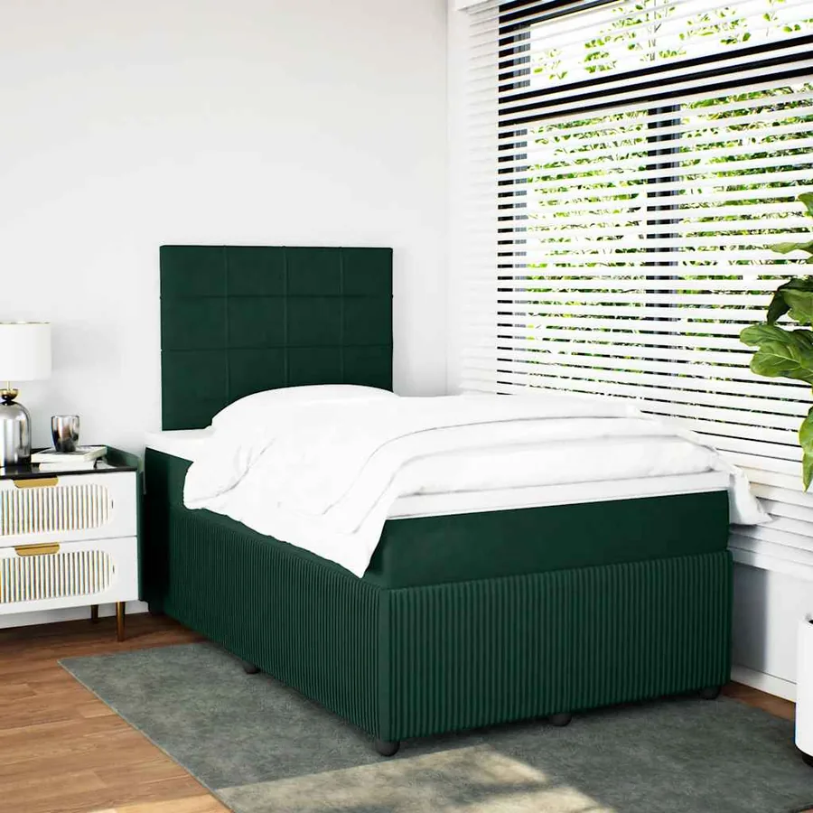 Sommier à lattes de lit avec matelas vert foncé 120x190 cm - 5