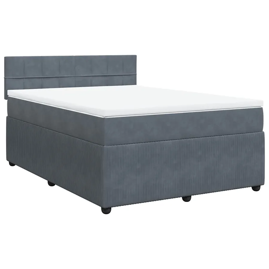 Sommier à lattes de lit et matelas Gris foncé 140x190cm Velours - 3