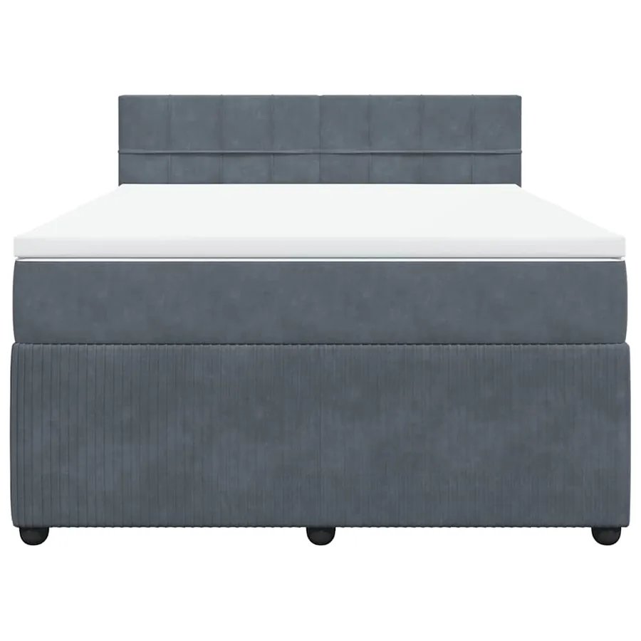 Sommier à lattes de lit et matelas Gris foncé 140x190cm Velours - 6