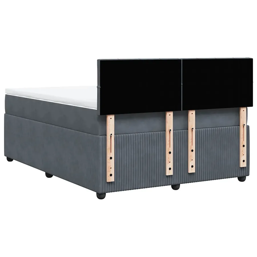 Sommier à lattes de lit et matelas Gris foncé 140x190cm Velours - 8