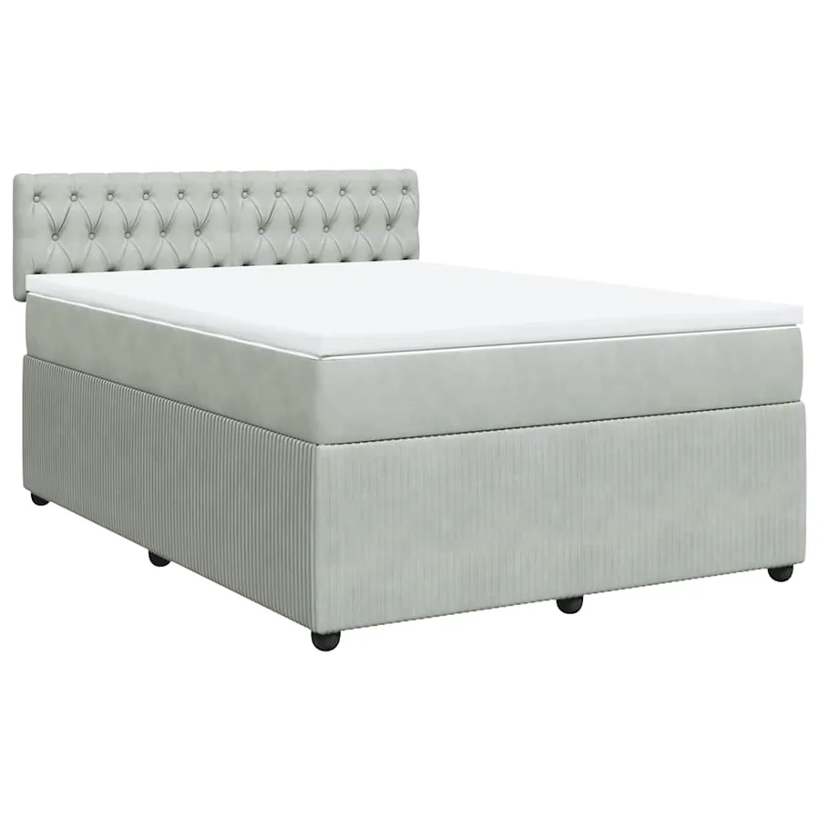 Sommier à lattes de lit et matelas Gris clair 140x190cm Velours - 3
