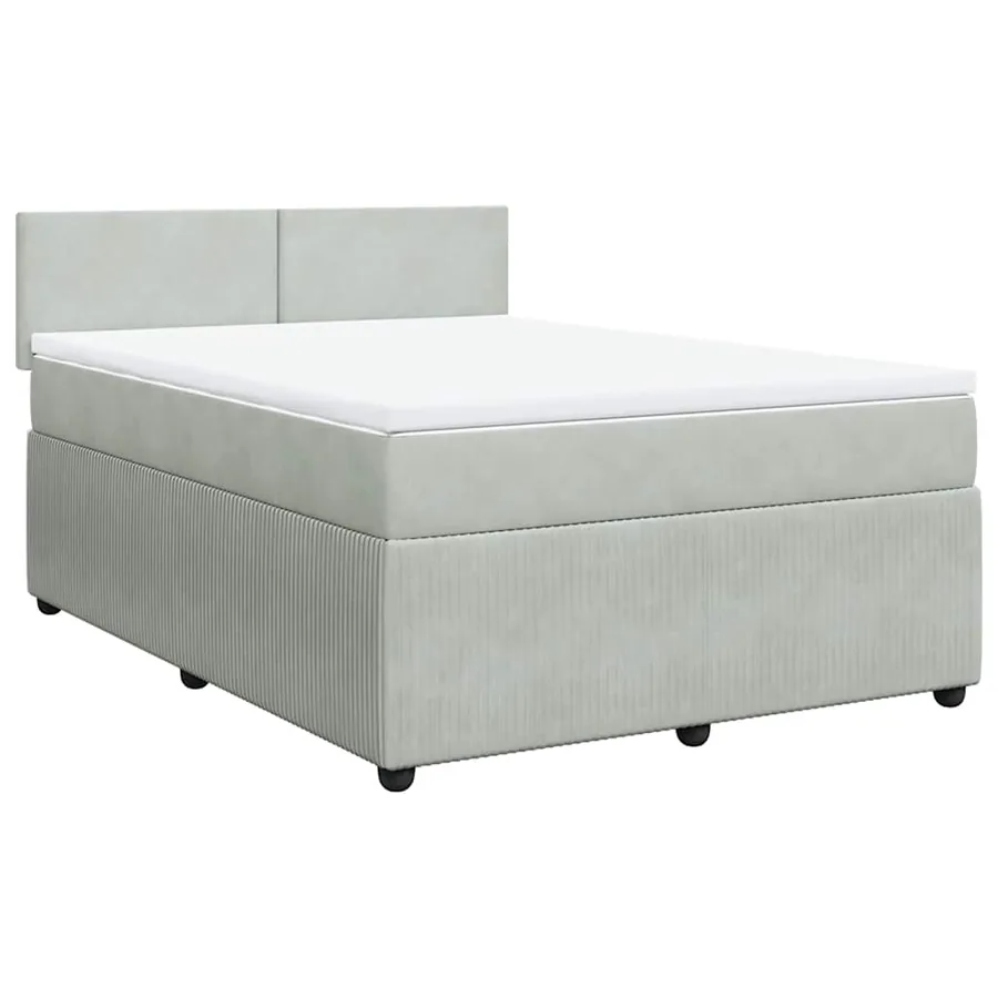 Sommier à lattes de lit et matelas Gris clair 140x190cm Velours - 3