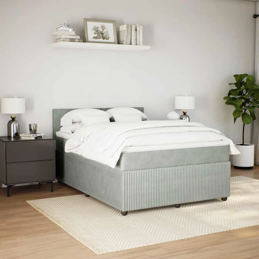 Sommier à lattes de lit et matelas Gris clair 140x190cm Velours - 5