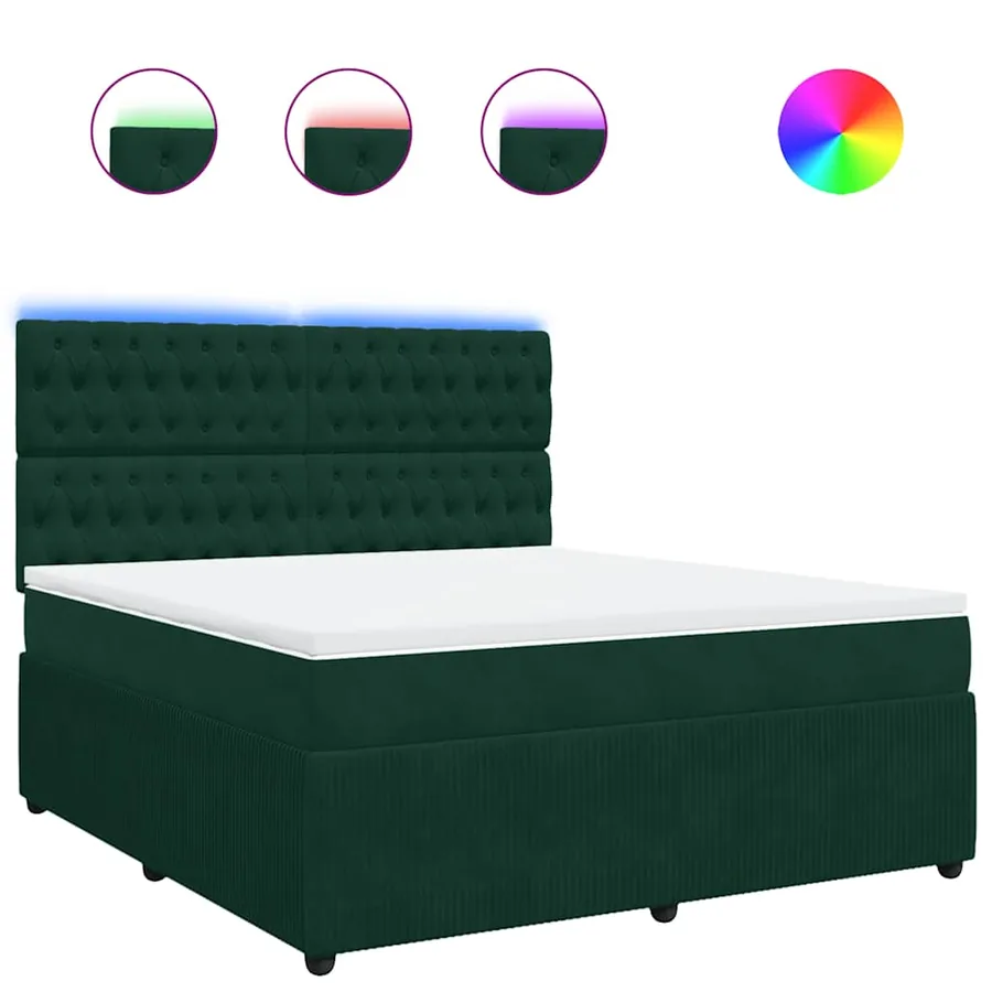 Sommier à lattes de lit et matelas Vert foncé 180x200cm Velours - 2
