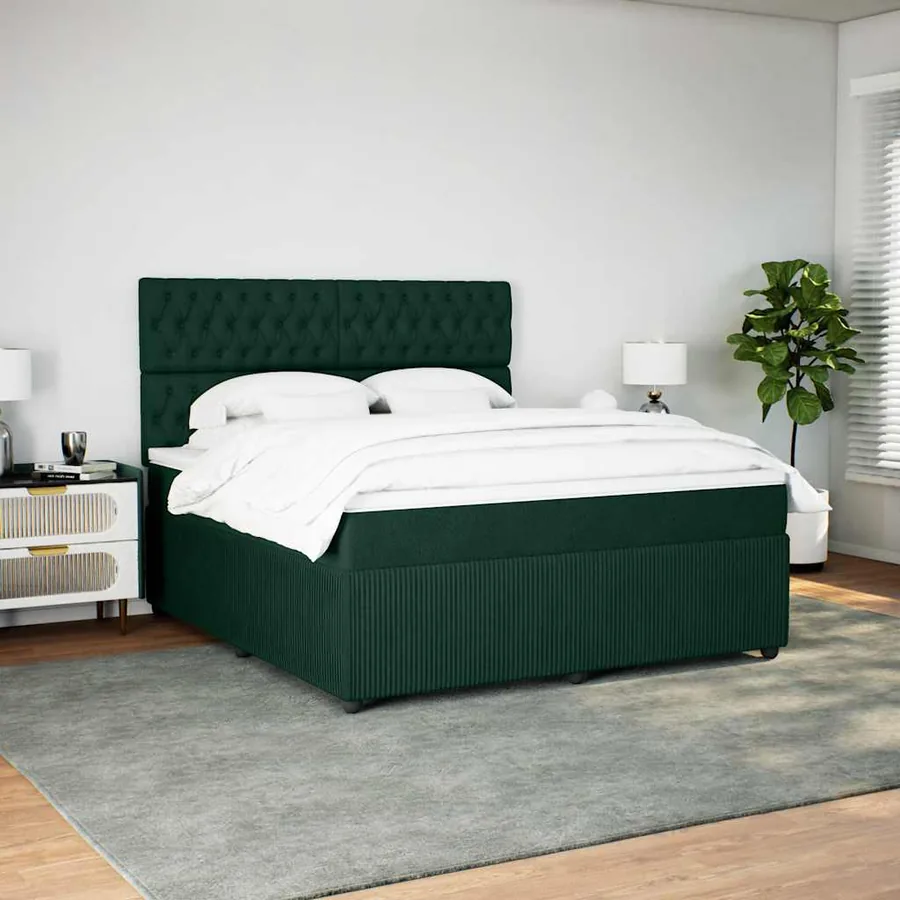 Sommier à lattes de lit et matelas Vert foncé 180x200cm Velours - 5