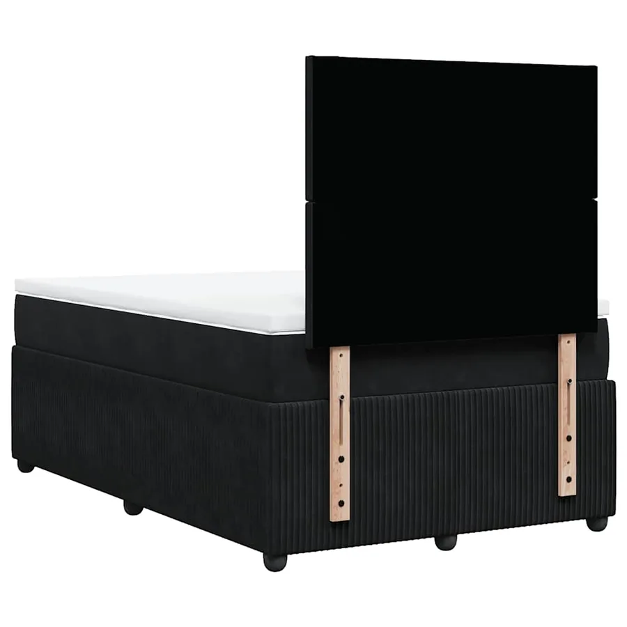 Sommier à lattes de lit avec matelas noir 120x190 cm velours - 8