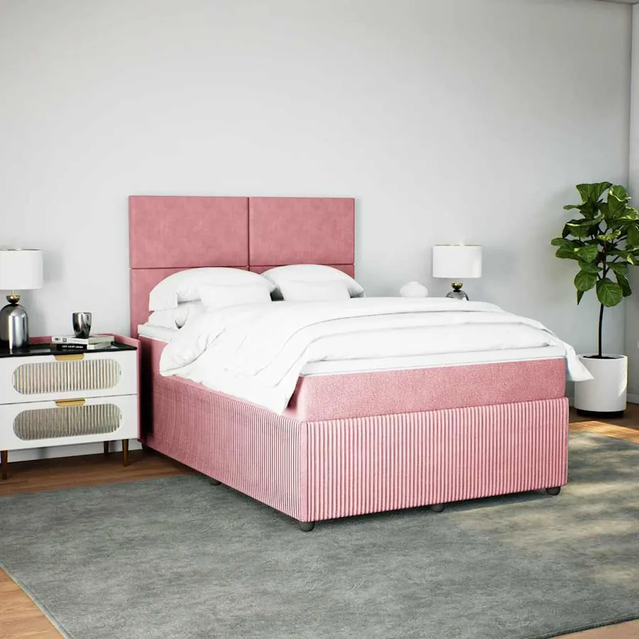Sommier à lattes de lit avec matelas Rose 140x190 cm Velours - 4