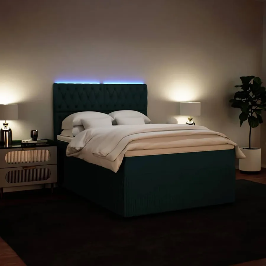 Sommier à lattes de lit et matelas Vert foncé 140x200cm Velours - 4